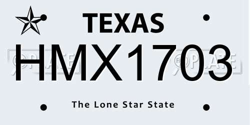 HMX1703 Texas License Plate