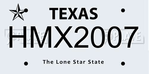 HMX2007 Texas License Plate
