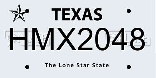 HMX2048 Texas License Plate