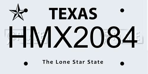 HMX2084 Texas License Plate