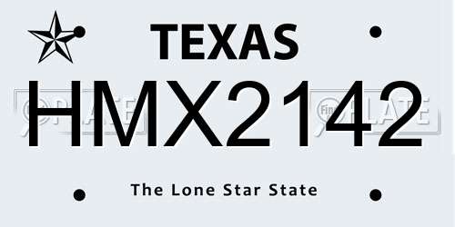 HMX2142 Texas License Plate