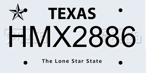 HMX2886 Texas License Plate