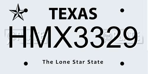 HMX3329 Texas License Plate