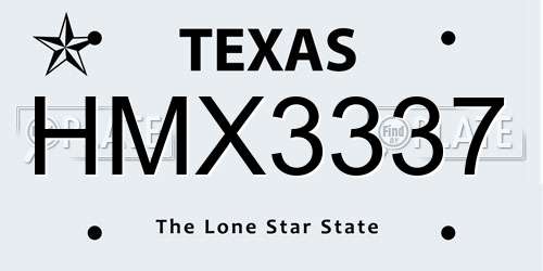 HMX3337 Texas License Plate