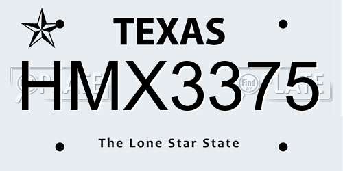HMX3375 Texas License Plate