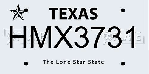 HMX3731 Texas License Plate