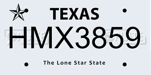 HMX3859 Texas License Plate