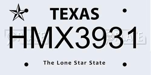HMX3931 Texas License Plate
