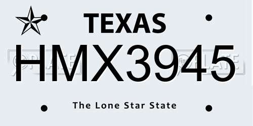 HMX3945 Texas License Plate
