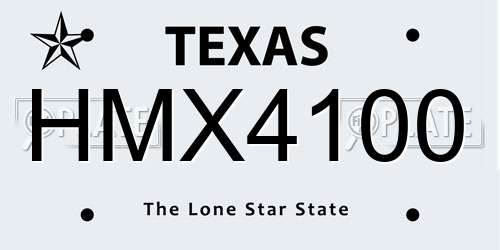 HMX4100 Texas License Plate