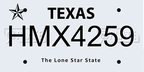HMX4259 Texas License Plate