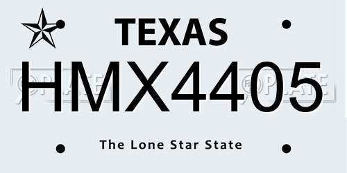 HMX4405 Texas License Plate