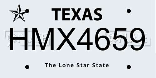 HMX4659 Texas License Plate