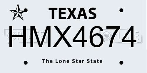 HMX4674 Texas License Plate