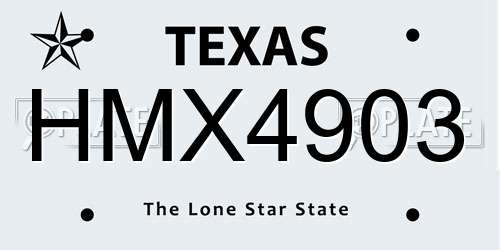 HMX4903 Texas License Plate
