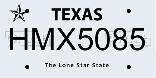 HMX5085 Texas License Plate