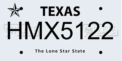 HMX5122 Texas License Plate