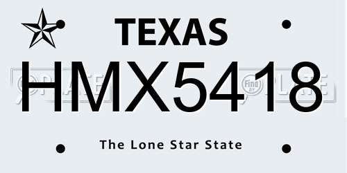 HMX5418 Texas License Plate
