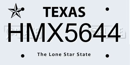 HMX5644 Texas License Plate