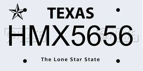 HMX5656 Texas License Plate