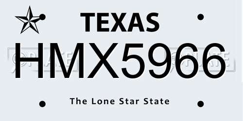 HMX5966 Texas License Plate