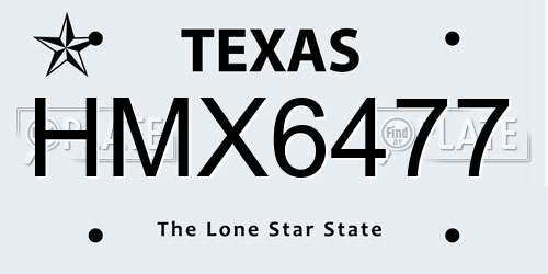 HMX6477 Texas License Plate
