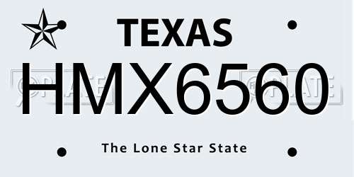 HMX6560 Texas License Plate