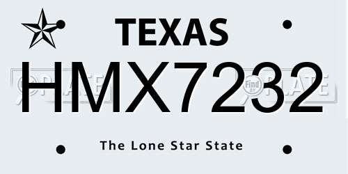 HMX7232 Texas License Plate