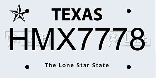 HMX7778 Texas License Plate