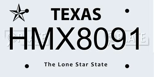 HMX8091 Texas License Plate