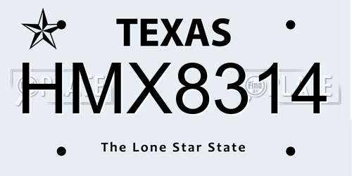 HMX8314 Texas License Plate