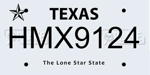HMX9124 Texas License Plate