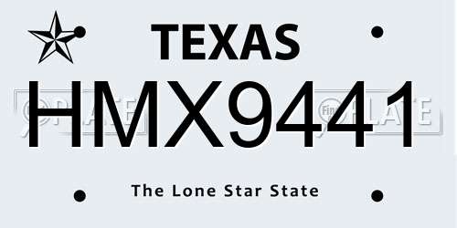 HMX9441 Texas License Plate