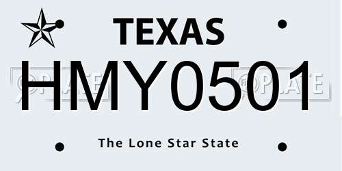 HMY0501 Texas License Plate