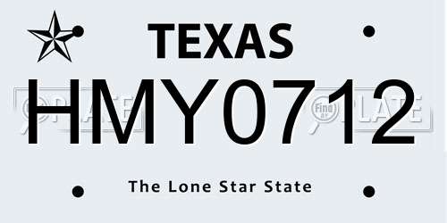 HMY0712 Texas License Plate