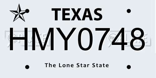 HMY0748 Texas License Plate