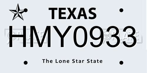 HMY0933 Texas License Plate