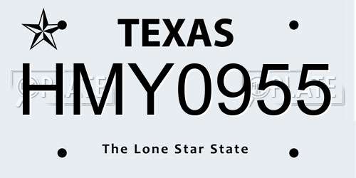 HMY0955 Texas License Plate
