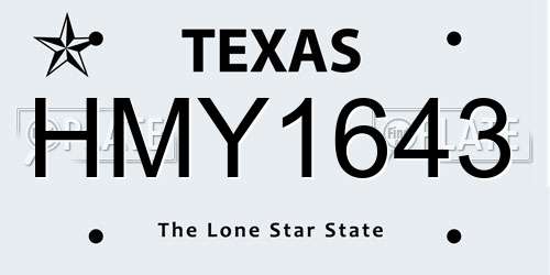 HMY1643 Texas License Plate