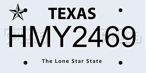 HMY2469 Texas License Plate