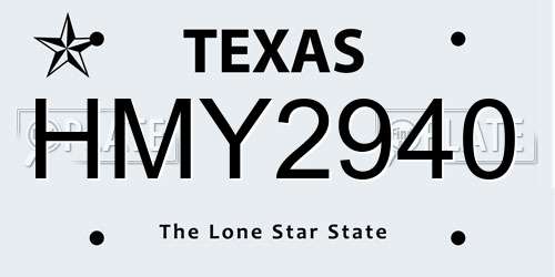 HMY2940 Texas License Plate