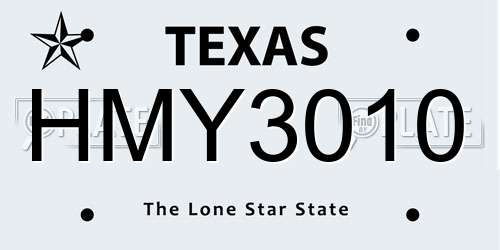 HMY3010 Texas License Plate