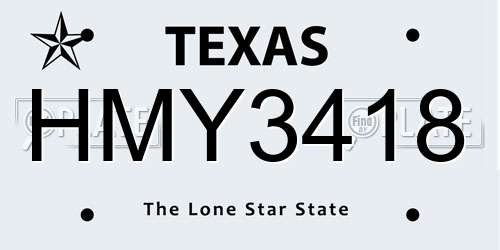 HMY3418 Texas License Plate