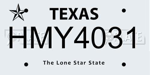 HMY4031 Texas License Plate