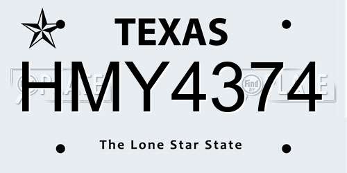 HMY4374 Texas License Plate
