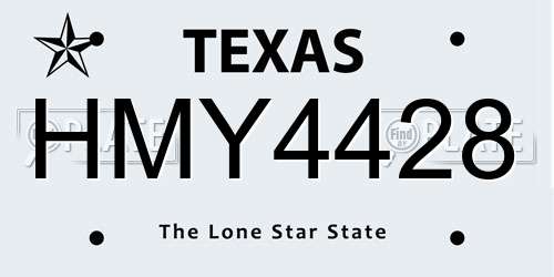 HMY4428 Texas License Plate
