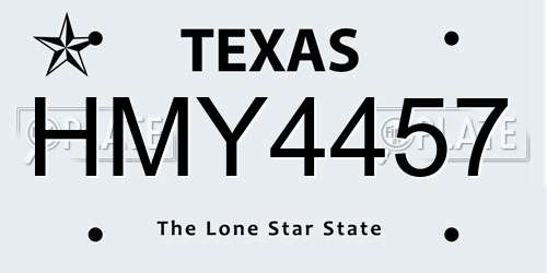 HMY4457 Texas License Plate