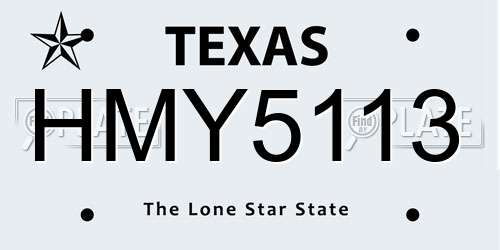 HMY5113 Texas License Plate