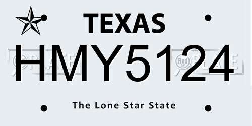 HMY5124 Texas License Plate