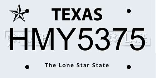 HMY5375 Texas License Plate